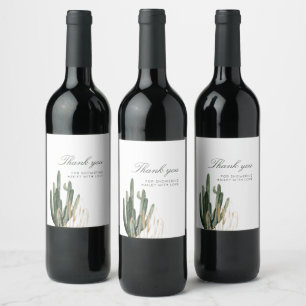 Modernes Cactus Brautparty Weinetikett