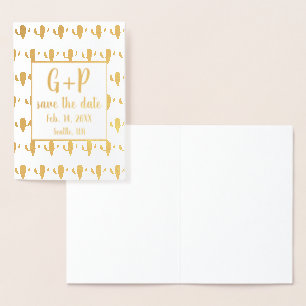 Modernes Cactus Illustration Pattern Save the Date Folienkarte
