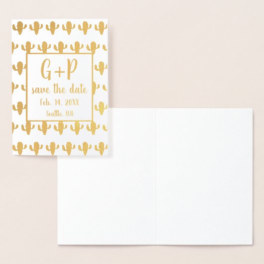 Modernes Cactus Illustration Pattern Save the Date Folienkarte (Anzeige)