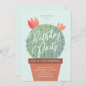 Modernes Cactus Kindergeburtstag Party Einladung (Vorne/Hinten)