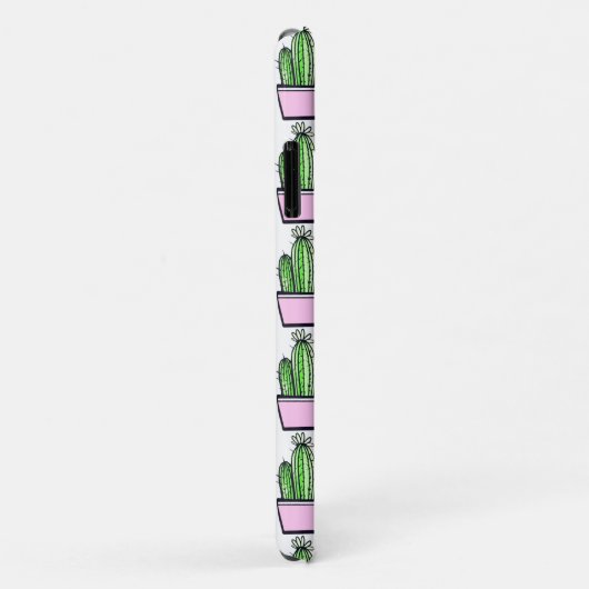 Modernes Cactus Pink Pot Pattern auf Weiß Case-Mate iPhone Hülle (Hinten/Rechts)