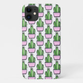 Modernes Cactus Pink Pot Pattern auf Weiß Case-Mate iPhone Hülle (Rückseite)