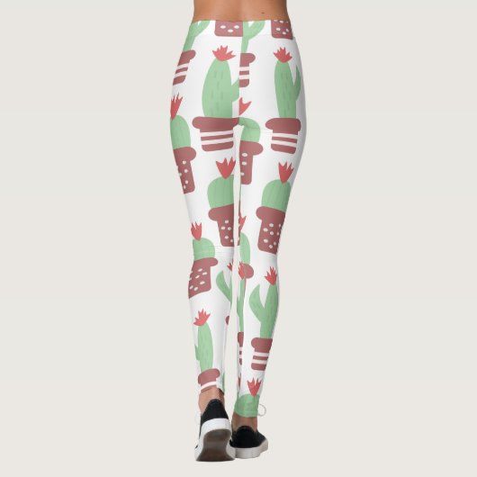 Modernes Cactus Pot Pflanze Muster Leggings (Rückseite)