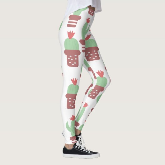 Modernes Cactus Pot Pflanze Muster Leggings (Rechts)