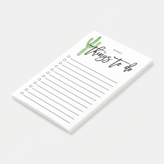 Modernes Cactus Script Personalisiert zu führen Post-it Klebezettel (angewinkelt)
