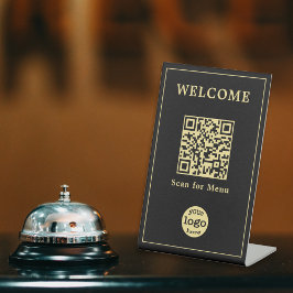 Modernes Café Restaurant Menü QR Code Business-Log Sockelschild