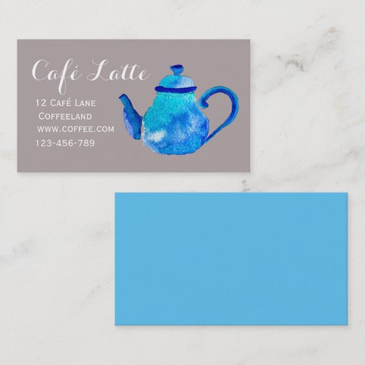 Modernes Café Tee Shop Teekanne Visitenkarte (Vorne/Hinten)