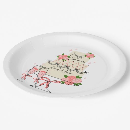 Modernes Cake-Brautparty Pappteller (Schrägansicht)