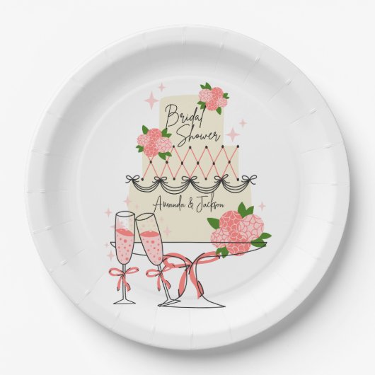 Modernes Cake-Brautparty Pappteller (Vorderseite)
