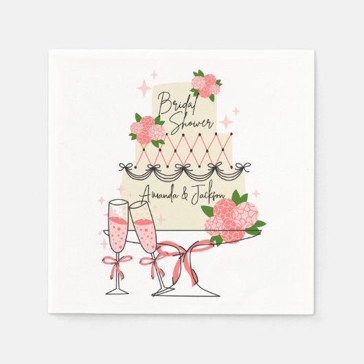 Modernes Cake-Brautparty Serviette (Vorderseite)