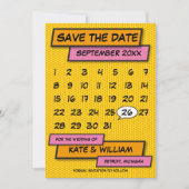 Modernes Calendar Fun Comic Save the Date buchen (Vorderseite)