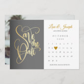 Modernes Calendar Gold Liebe Foto Save The Date (Vorne/Hinten)