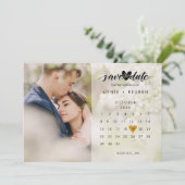 Modernes Calendar Gold Liebe Foto Save The Date (Stehend Vorderseite)