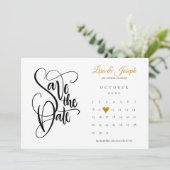 Modernes Calendar Gold Liebe Foto Save The Date (Stehend Vorderseite)