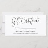 Modernes Calligrafy Business QR Geschenkgutschein (Vorderseite)