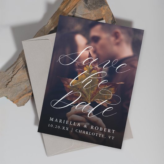 Modernes Calligrafy Fall Foto Save The Date