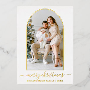 Modernes Calligrafy Foto Arch Weihnachtsgold Folien Feiertagskarte