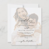 Modernes Calligrafy Foto Budget Hochzeitseinladung (Vorderseite)