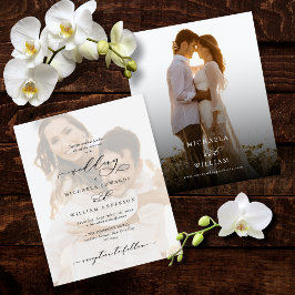 Modernes Calligrafy Foto Budget Hochzeitseinladung