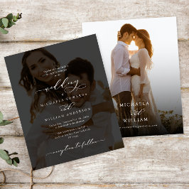 Modernes Calligrafy Foto Budget Hochzeitseinladung