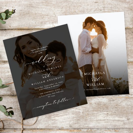 Modernes Calligrafy Foto Budget Hochzeitseinladung