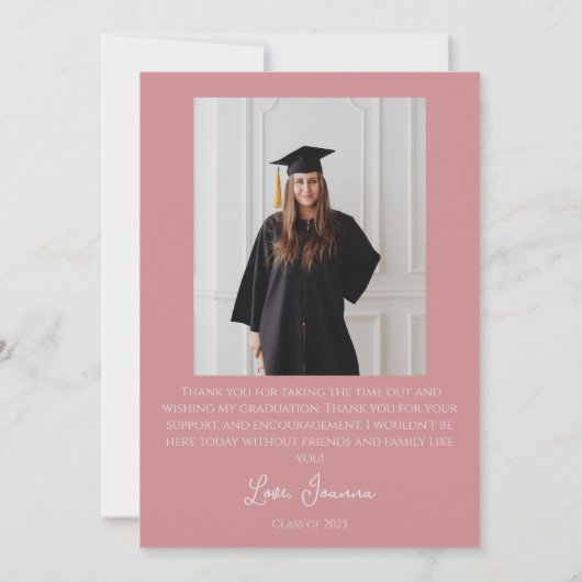 modernes Calligrafy Graduate Foto Dankeskarte (Rückseite)