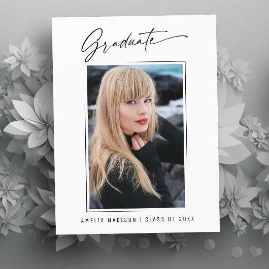 Modernes Calligrafy Ink Script Abschluss Foto Postkarte