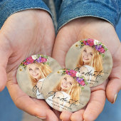 Modernes Calligrafy Ink Script Graduate Foto Button