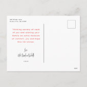 Modernes Calligrafy Red Mittens Foto Feiertagspostkarte (Rückseite)