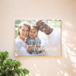 Modernes Calligrafy Script-Foto Leinwanddruck<br><div class="desc">Moderner Familienname auf weißer Kalligraphie und Ihrem Foto.</div>