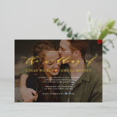 Modernes Calligrafy Script Foto Wedding REAL Folieneinladung (Stehend vorne)