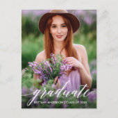 Modernes Calligrafy Script Graduate Foto Postkarte (Vorderseite)