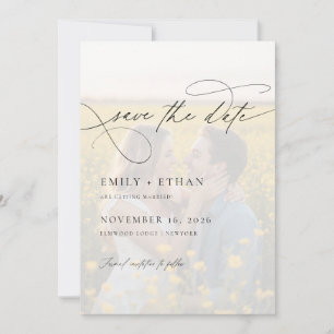 Modernes Calligrafy Script Overlay-Foto Hochzeit Save The Date