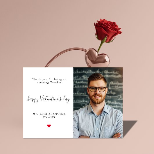 Modernes Calligrafy Valentinstag Lehrer Foto Feiertagskarte