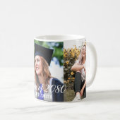 Modernes Calligraph Custom 3 Foto Einfaches Abschl Kaffeetasse (VorderseiteRechts)