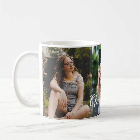 Modernes Calligraph Custom 3 Foto Einfaches Abschl Kaffeetasse (Links)
