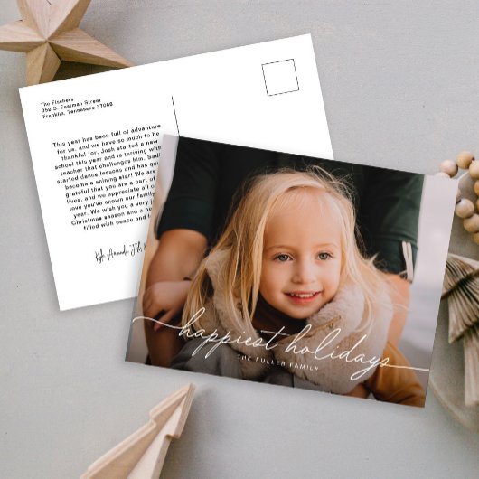 Modernes Calligraphie Script Foto Happy Feiertagspostkarte