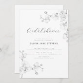 Modernes Calligraphisches Weißorchids-Brautparty Einladung (Vorne/Hinten)