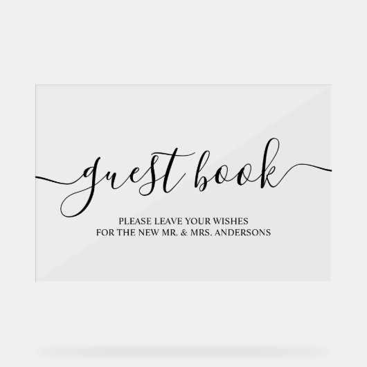 Modernes Calligraphy Design Gästebuchzeichen Acrylschild (Vorderseite)