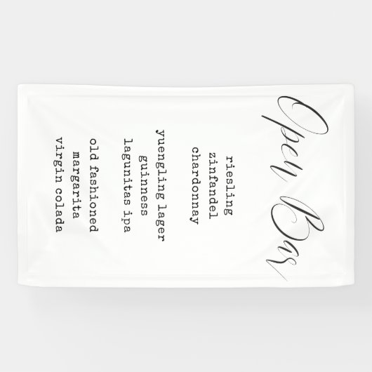 Modernes Calligraphy Fabric Bar Menu Wedding Sign Banner (Horizontal)