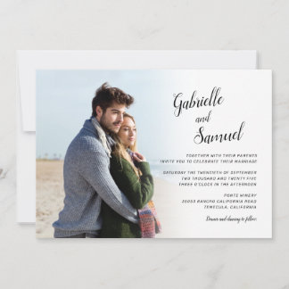 Modernes Calligraphy Foto Wedding Invitati Einladung
