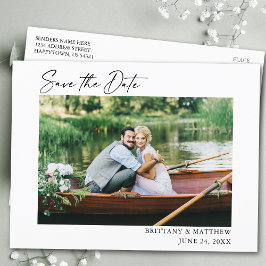 Modernes Calligraphy Ink Pen Foto Save the Date Postkarte