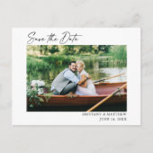 Modernes Calligraphy Ink Pen Foto Save the Date Postkarte (Vorderseite)