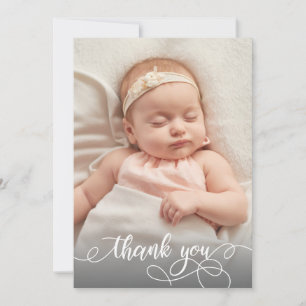 Modernes Calligraphy Newborn Baby Foto Vielen Dank Dankeskarte