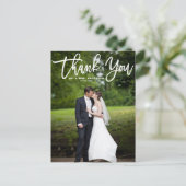 Modernes Calligraphy Overlay Foto Hochzeit Vielen Postkarte (Stehend Vorderseite)