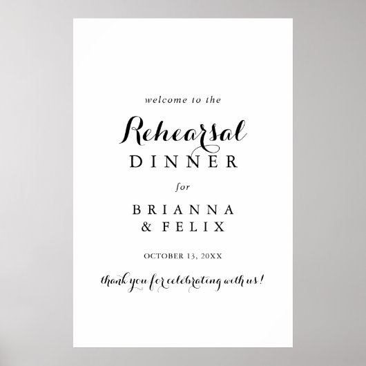 Modernes Calligraphy Probe Dinner Willkommenszeich Poster (Vorne)