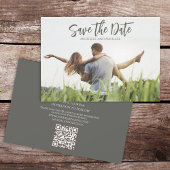 Modernes Calligraphy Script Foto Trendy QR Code Save The Date