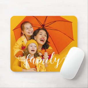 Modernes Calligraphy Script Overlay Family Foto Mousepad