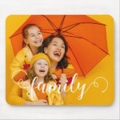 Modernes Calligraphy Script Overlay Family Foto Mousepad (Vorne)