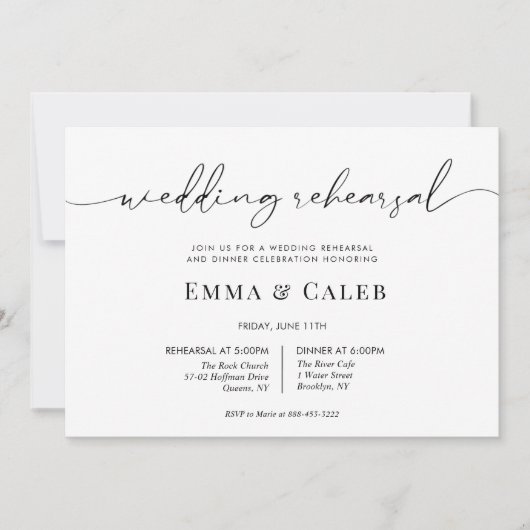 Modernes Calligraphy Script Probe Dinner Einladung (Vorderseite)